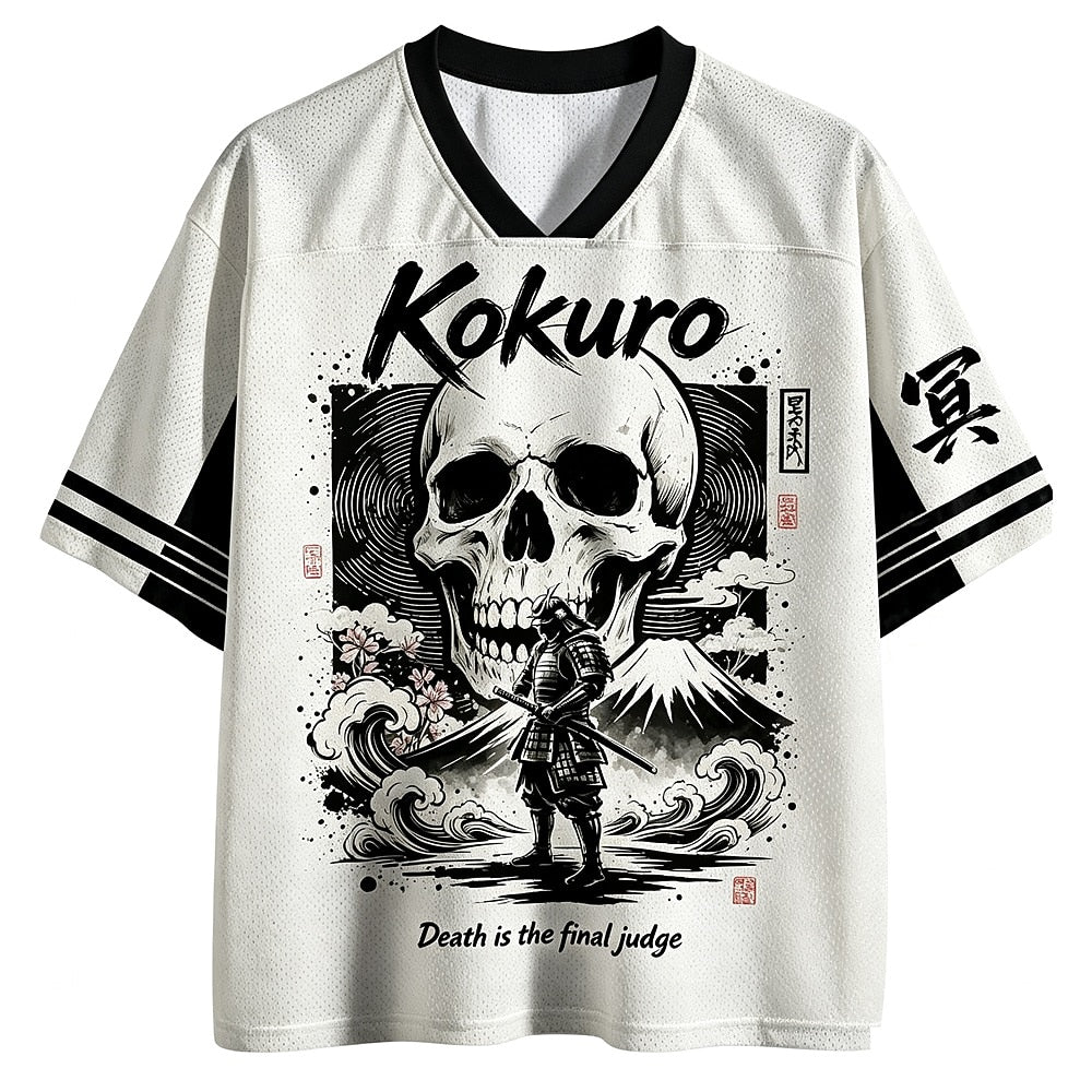 Kokuro Skull Samurai V-Neck Mesh Jersey