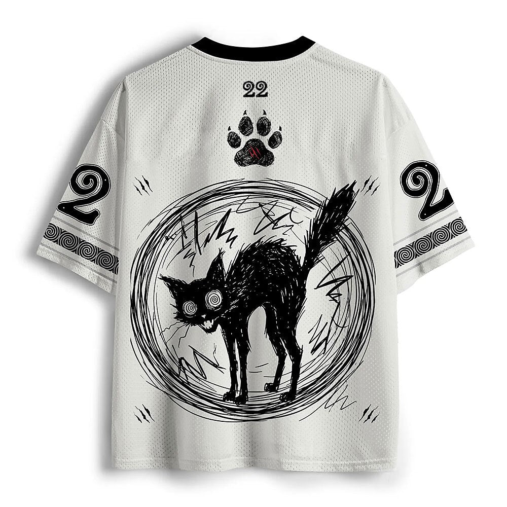 Men's White Dog Number Graphic V-Neck Sports Jersey
