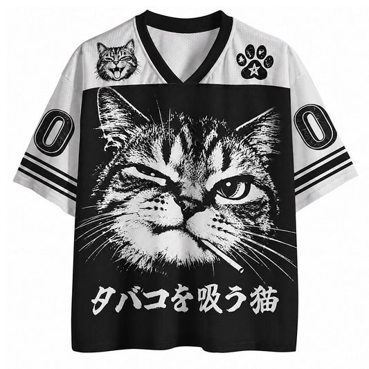 Men's Cat Number Graphic V-Neck Sports Jersey