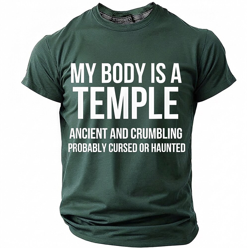 Men's Crumbling Temple Quote Print Short Sleeve Sarcastic T-Shirt