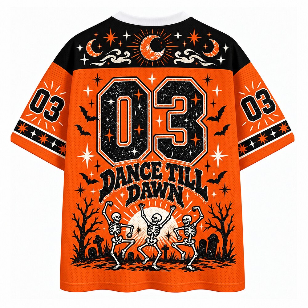 Dance Till Dawn Skeletons V-Neck Mesh Jersey