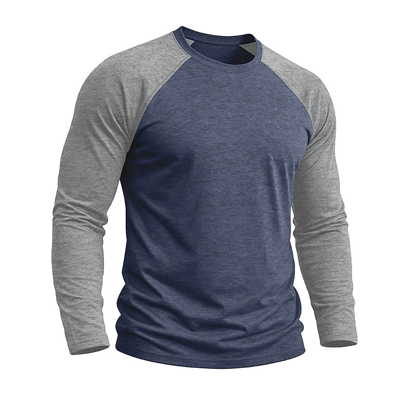 Contrast Raglan Henley Long Sleeve T-Shirt