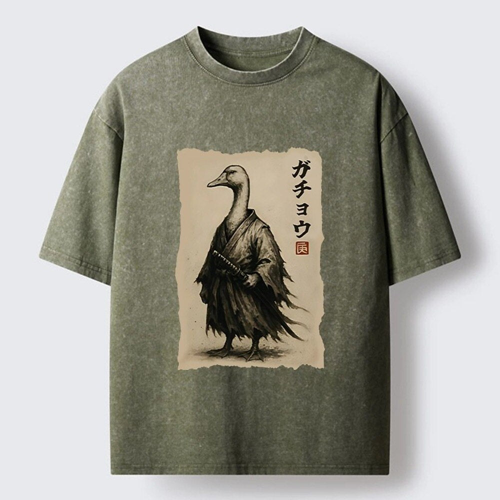 Japanese Style Samurai Duck Washed T-Shirt