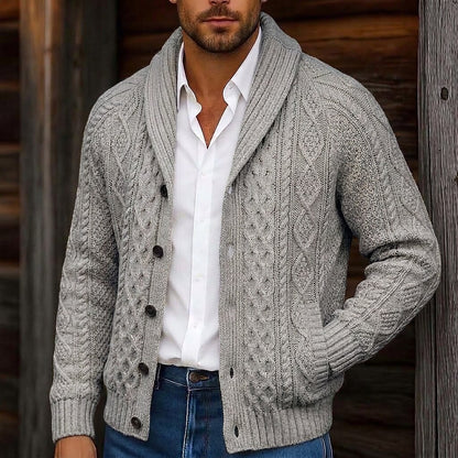 Braided Cable Shawl Collar Cardigan
