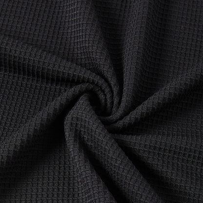 Contrast Collar Waffle Long Sleeve Polo