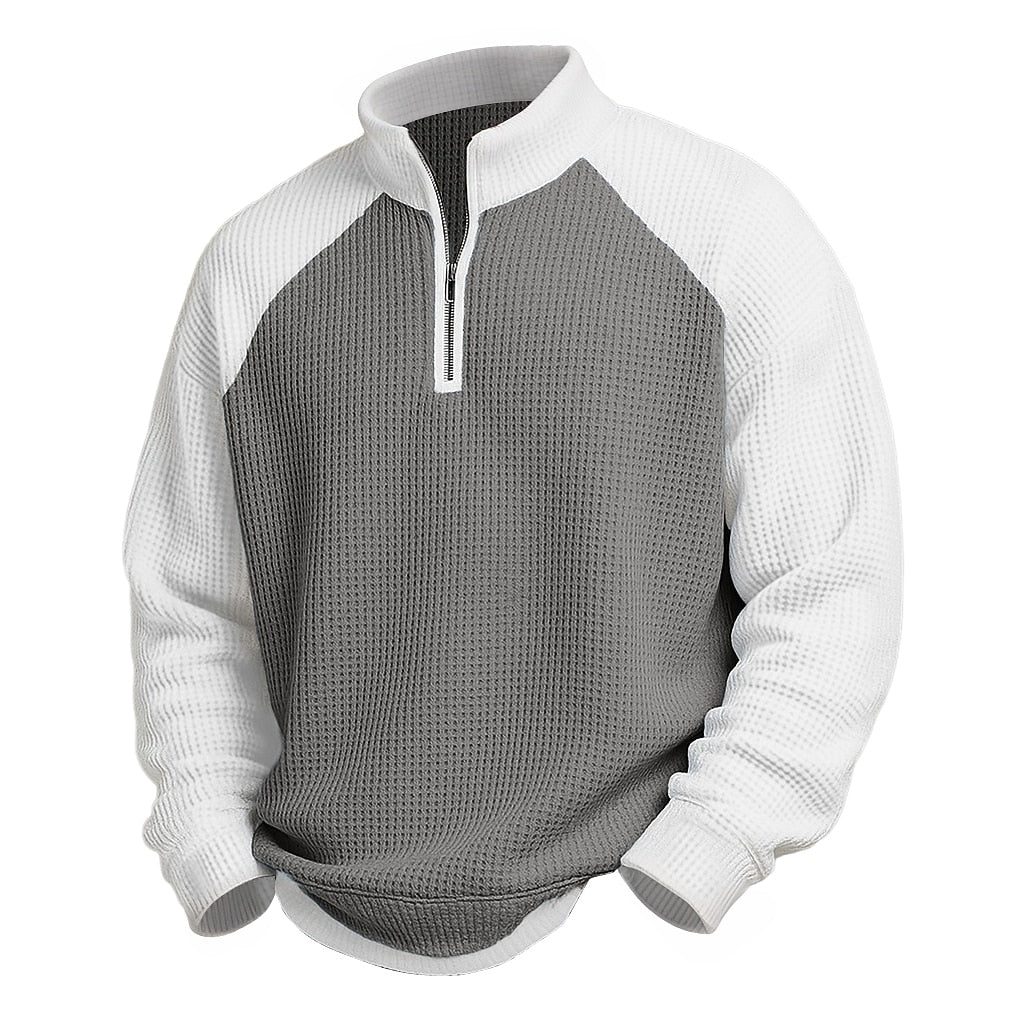 Raglan Color Block Waffle Quarter-Zip Polo