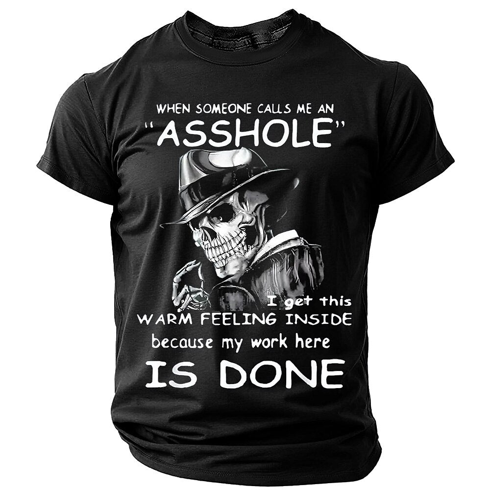 Men's Work Is Done Shark Print Short Sleeve Funny T-Shirt
