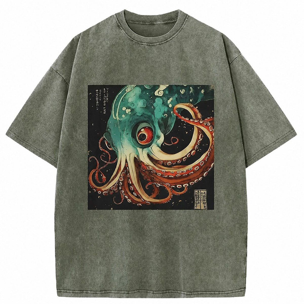 Japanese Style Octopus Washed T-Shirt