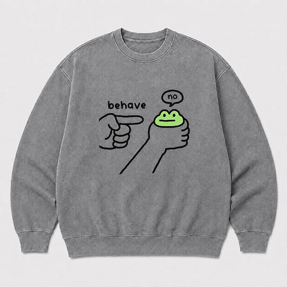 Men's Frog Graphic Washed Crew Neck Sweatshirt