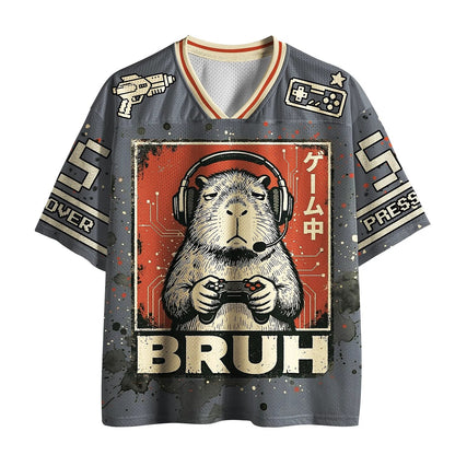 Men's Bulldog BRUH Graphic Print Short Sleeve Streetwear Jersey T-Shirt