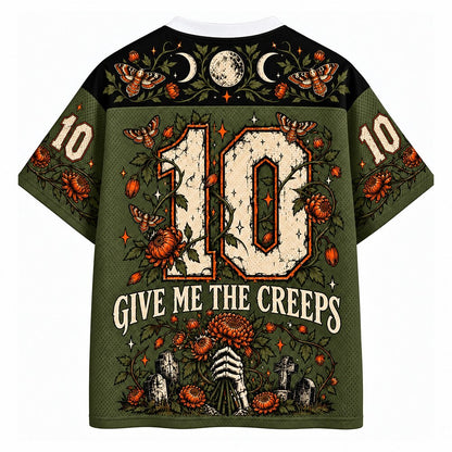 People Give Me the Creeps Skeleton V-Neck Mesh Jersey