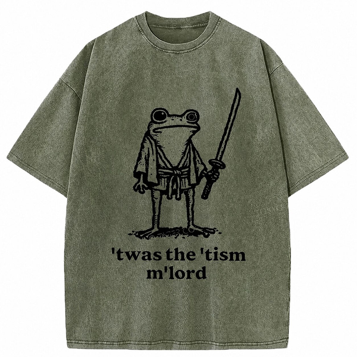 Japanese Style Samurai Frog Washed T-Shirt