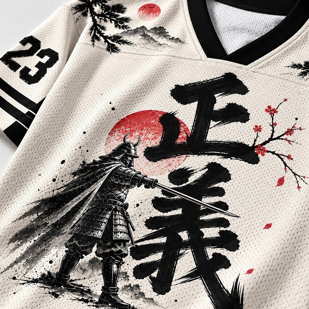Men's Number Kanji 3D Graphic V-Neck Sports Jersey