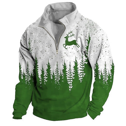 Reindeer Pine Border Half-Zip Sweatshirt