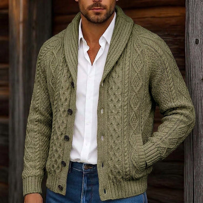 Braided Cable Shawl Collar Cardigan