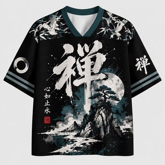 Men's Moon Mountain Graphic V-Neck Sports Jersey