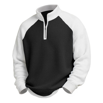 Raglan Color Block Waffle Quarter-Zip Polo