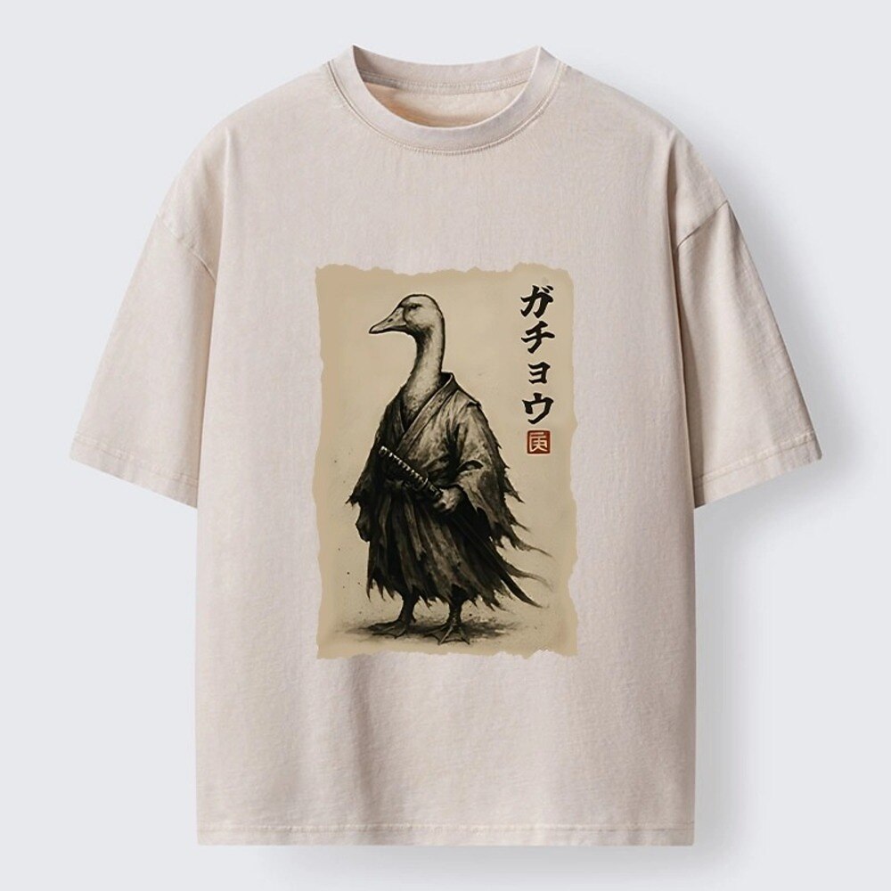 Japanese Style Samurai Duck Washed T-Shirt