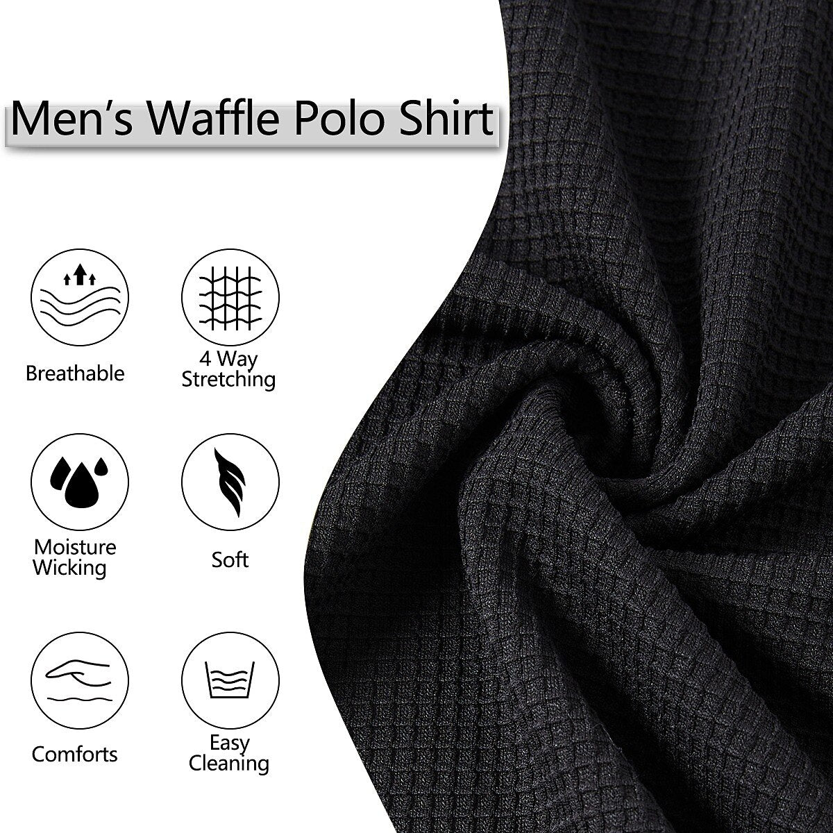 Contrast Collar Waffle Long Sleeve Polo