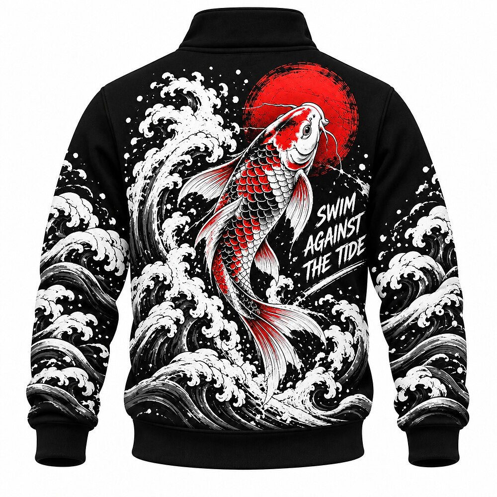 Swim Against the Tide Koi Half-Zip Sweatshirt