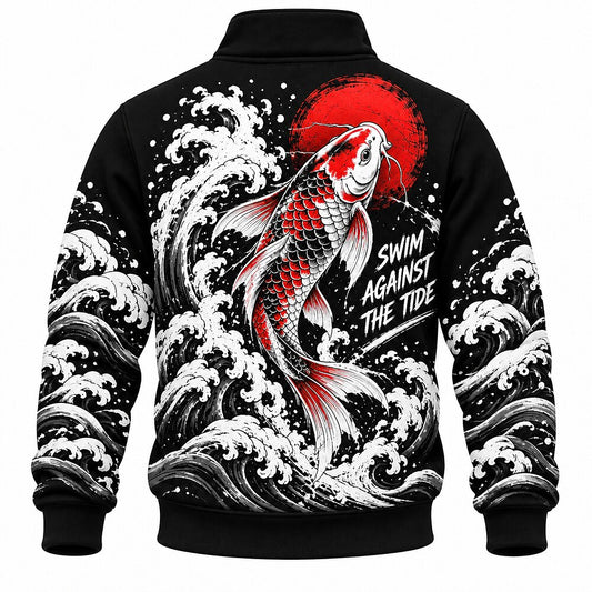 Swim Against the Tide Koi Half-Zip Sweatshirt