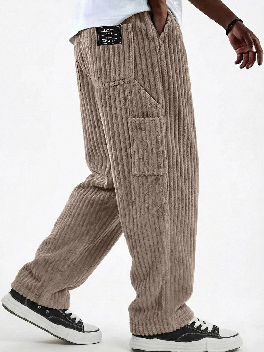 Corduroy Cargo Pocket Drawstring Pants