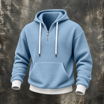 Waffle Quarter-Zip Pocket Hoodie