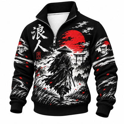 Red Sun Wandering Ronin Half-Zip Sweatshirt