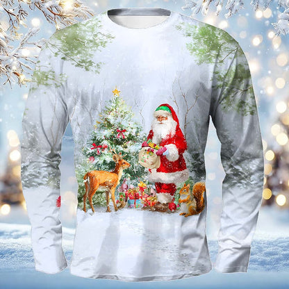 Vintage Holly Santa Long Sleeve T-Shirt