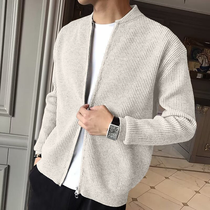 Vertical Rib Full-Zip Cardigan