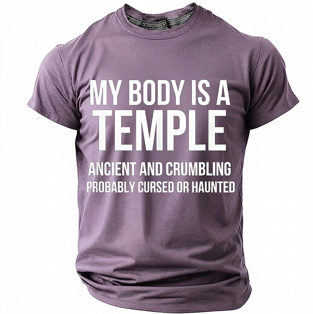 Men's Crumbling Temple Quote Print Short Sleeve Sarcastic T-Shirt