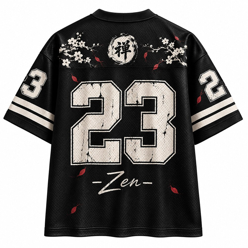 Men's Kanji Number Graphic V-Neck Sports Jersey