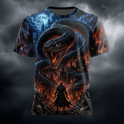 Halloween Men's Fire Serpent Graphic T-Shirt