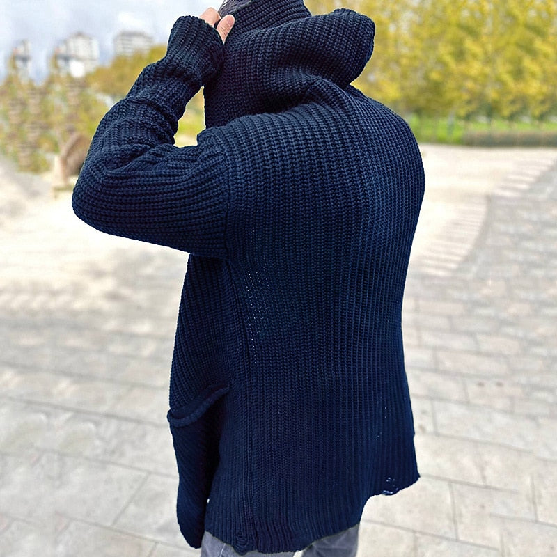 Ribbed Hooded Pocket Cardigan