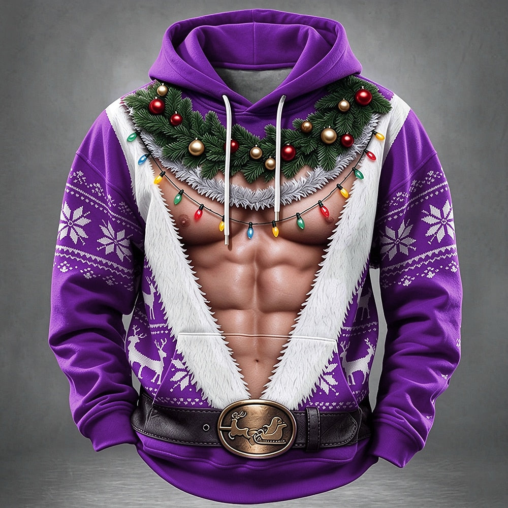 Muscle Santa Garland Hoodie