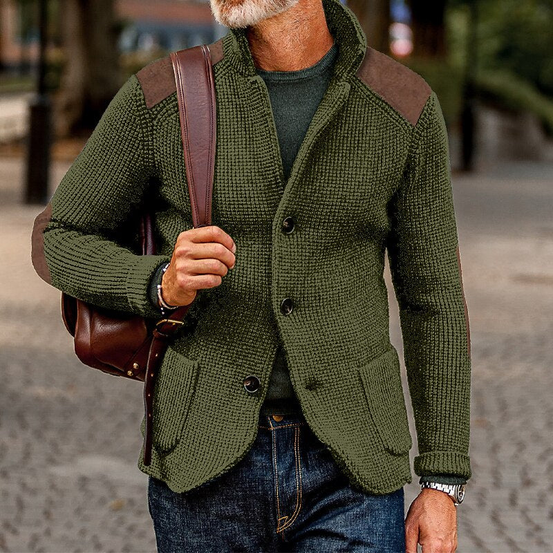 Contrast Shoulder Knit Cardigan