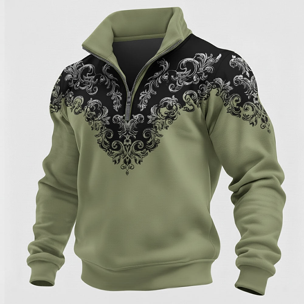 Ornamental Scroll Half-Zip Sweatshirt