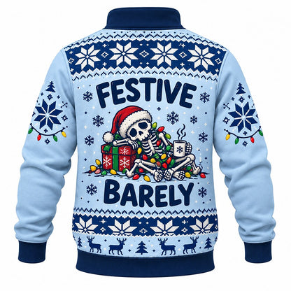 Low Energy High Festivity Christmas Skeleton Half-Zip Sweatshirt