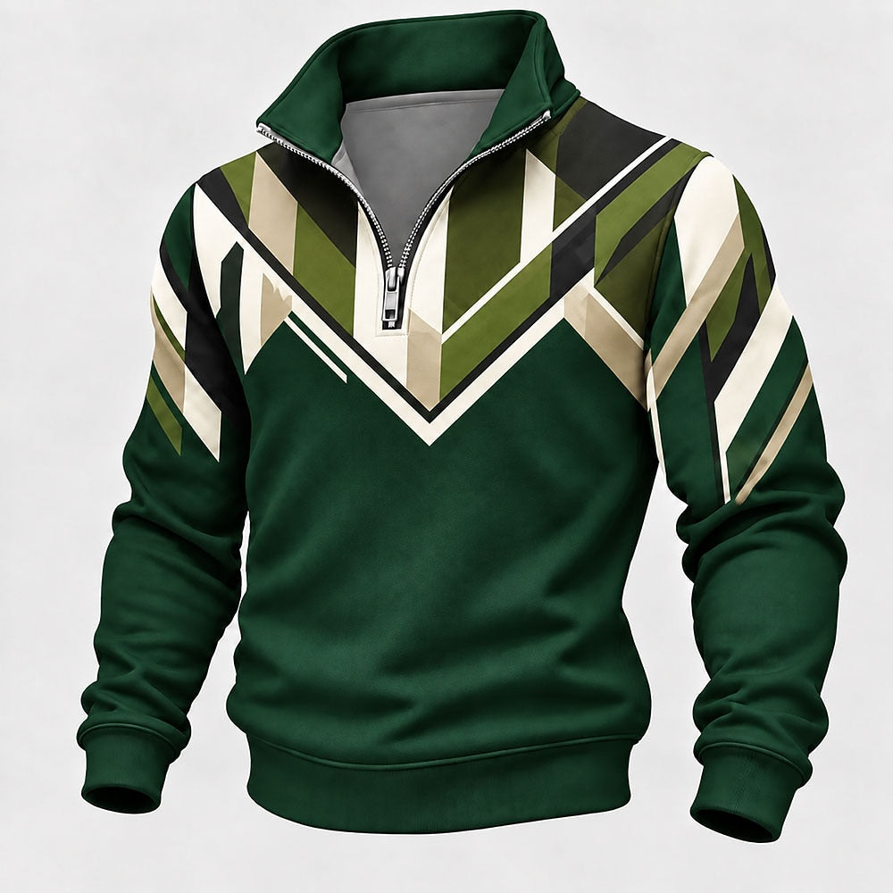 Chevron Stripe Half-Zip Sweatshirt