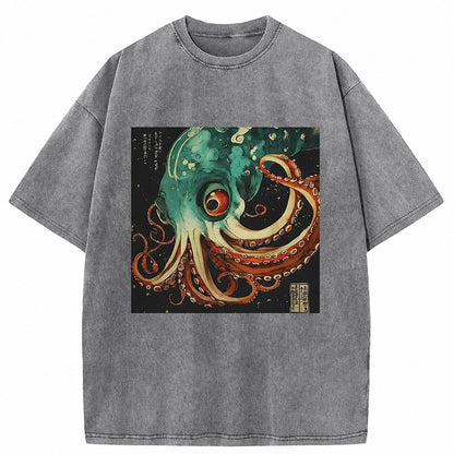 Japanese Style Octopus Washed T-Shirt