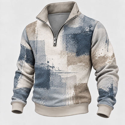Abstract Brushstroke Half-Zip Sweatshirt