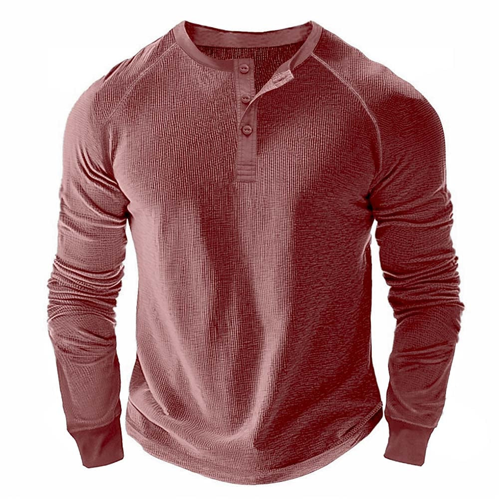 Classic Raglan Waffle Henley Shirt