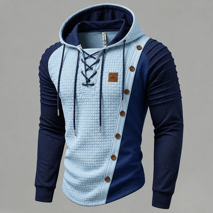 Lace-Up Color Block Hoodie
