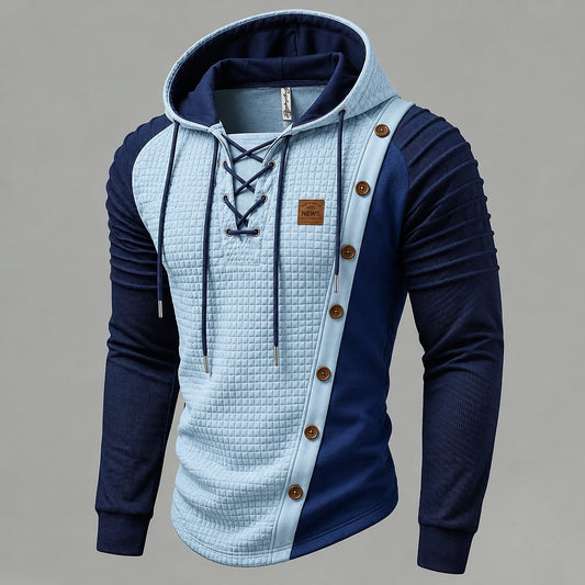 Lace-Up Color Block Hoodie