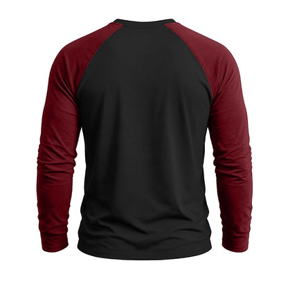 Contrast Raglan Henley Long Sleeve T-Shirt
