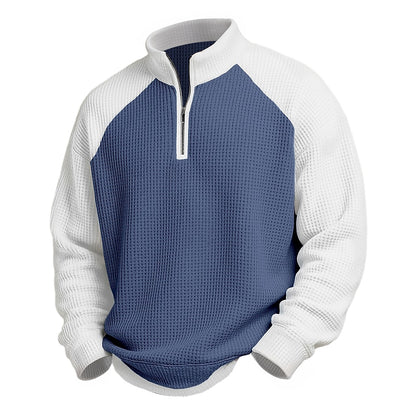 Raglan Color Block Waffle Quarter-Zip Polo