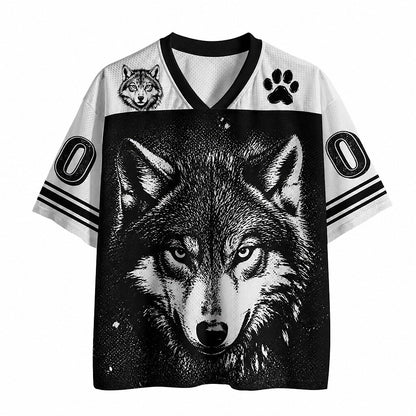 Men's Wolf Number Graphic V-Neck Sports Jersey