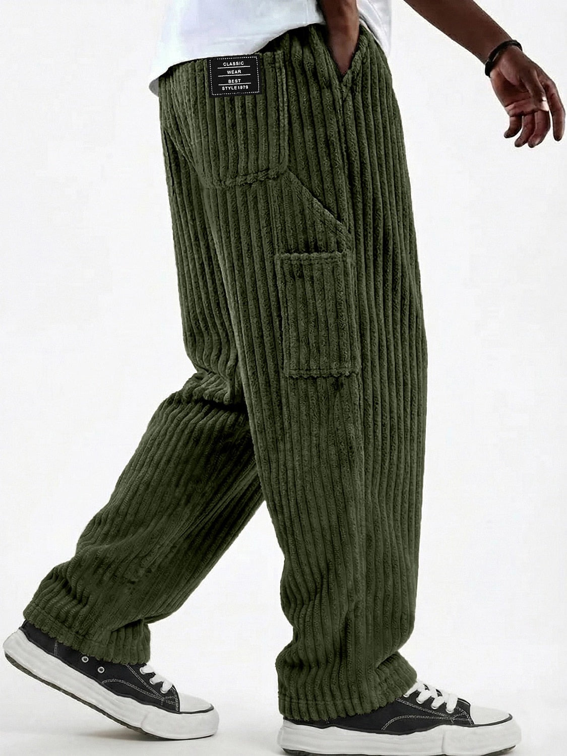 Corduroy Cargo Pocket Drawstring Pants
