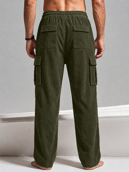 Drawstring Corduroy Cargo Pants