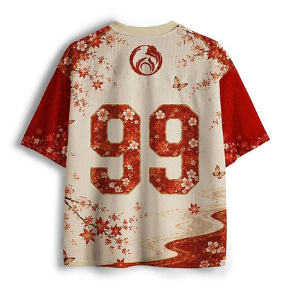 Men's Red Number Graphic Print Short Sleeve Sports Jersey T-Shirt